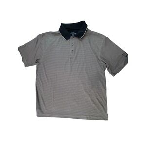 Champions Tour Mens XL Golf Polo Shirt Black Tan Micro Stripe Short Sleeve